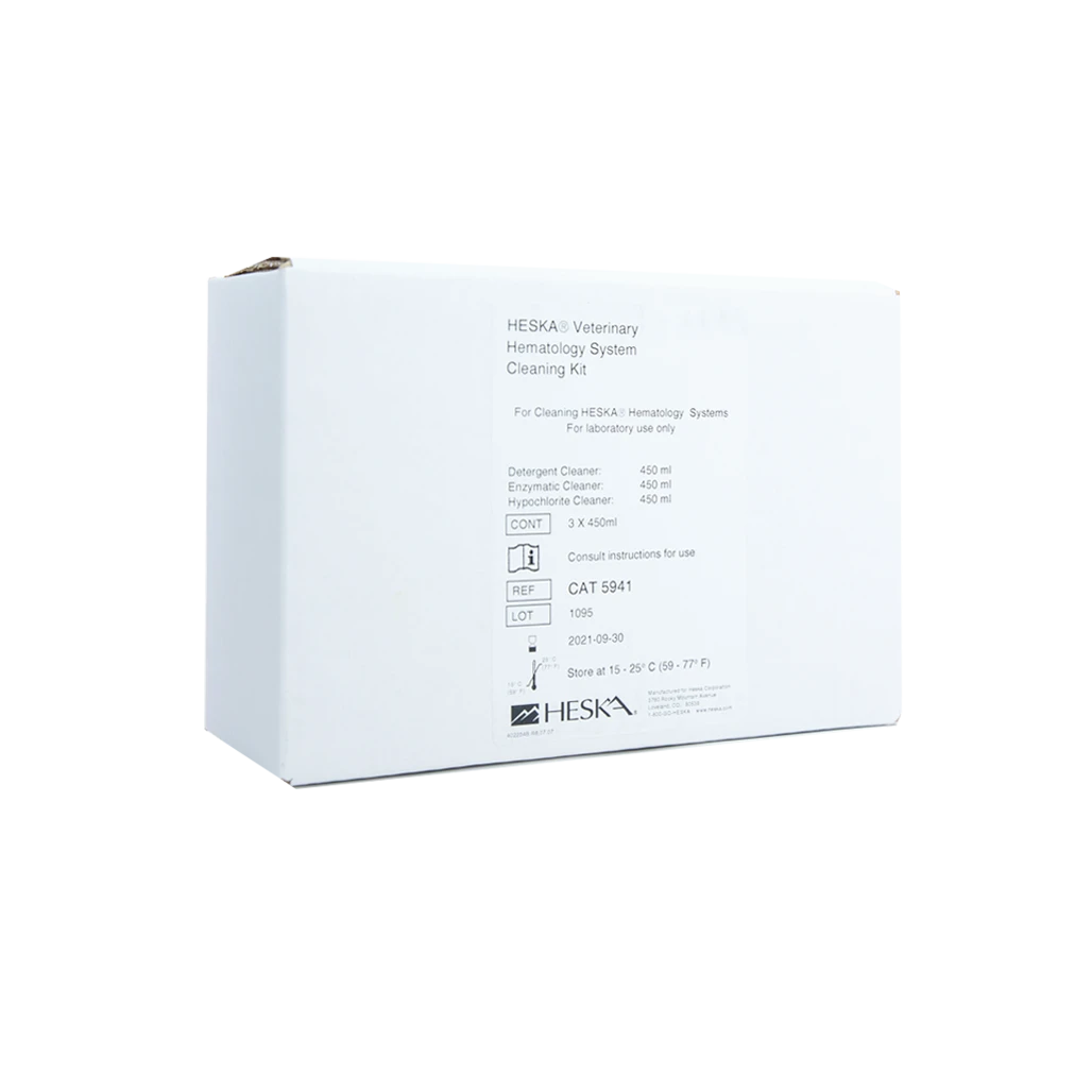 A white rectangular product box for HESKA i Veterinary Hematology System Chilling Kit, featuring black printed text and the HESKA i logo on the front and side panels, set against a plain white background.